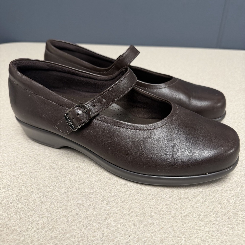 SAS MARIA Mary Jane Women's Size 8.5 W Wide Dark Brown Leather Comfort Shoes